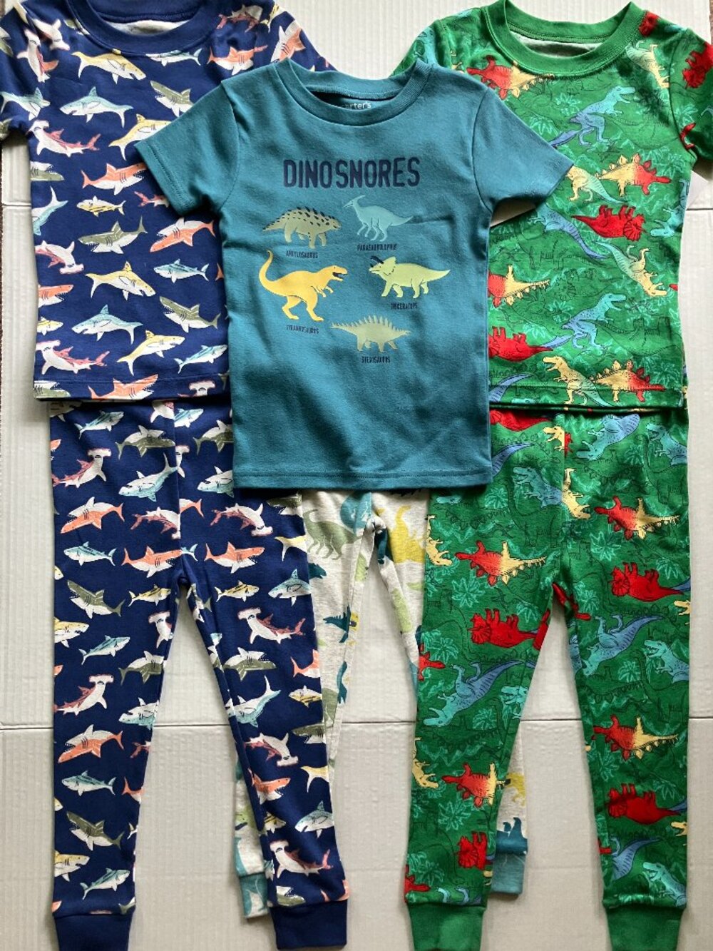 3T Carter's Dinosnores & Wonder Nation Short-Sleeve Tops & Pants Pajamas Bundle